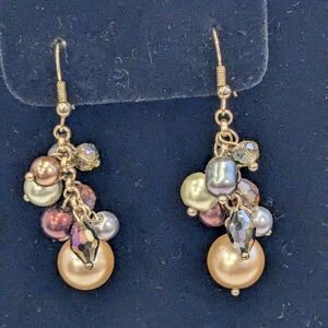 Elegant Multi-Color Pearl Cluster Earrings